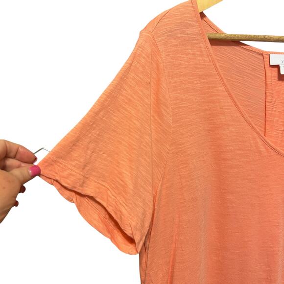 J Jill Women Tunic Top XL Orange Slub Knit Tee Minimal Resort‎ Coastal Beachy - Picture 5 of 8